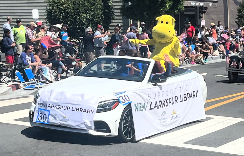 New larkspur library car in 4th of july parade